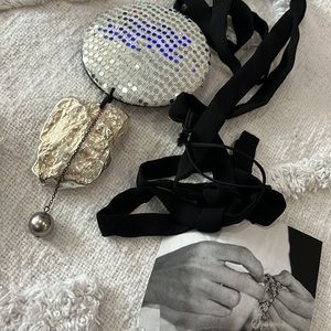 MARIA CALDERARA NECKLACE RIBBON TIE ONE OF A KIND MADE IN ITALY BRAND NEW